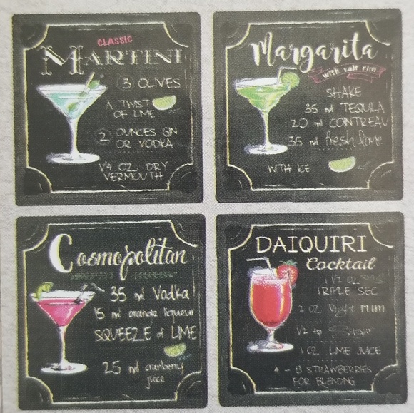Other - 4 Pack of Stone Coasters - Drink Themed